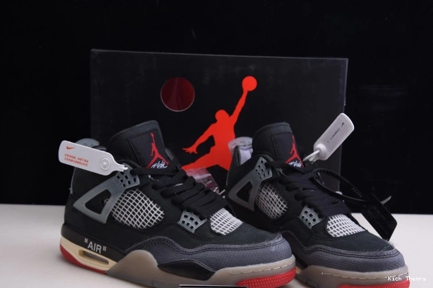 Kicked Out Shoe Store Jordan Bred White Air x Off Retro 4 CV9388-001 0710